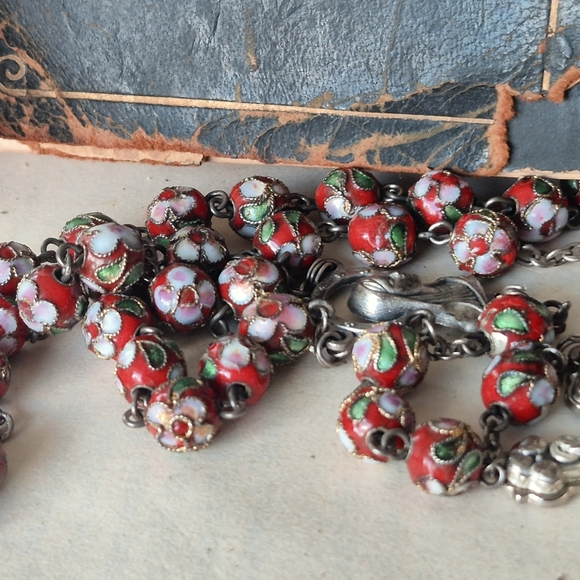 Floral Beaded Rosary with Silver Cross - Picture 3 of 8